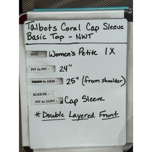 Talbots Women Petite Coral Cap Sleeve Basic Top NWT Size 1XP Double Layer Front - Picture 6 of 6
